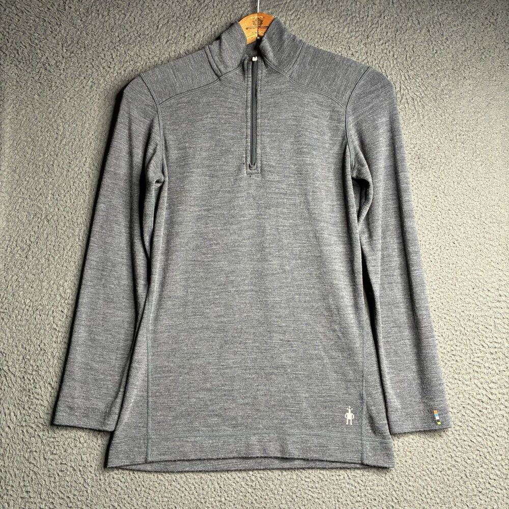 Smartwool Women's Thermal Merino 250 Base Layer 1/4 Zip Heather Gray M